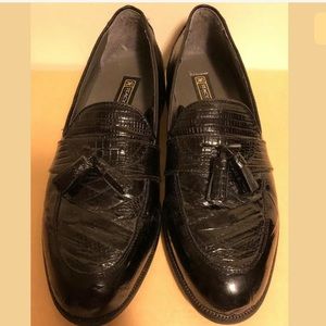Stacy Adams Tassel Loafer Black Snake Leather 9.5M